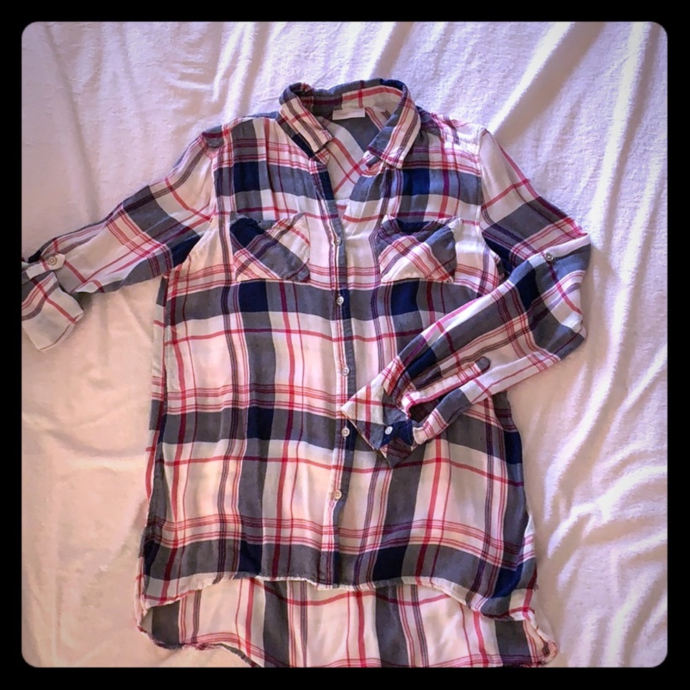 Button down soft long sleeve blouse